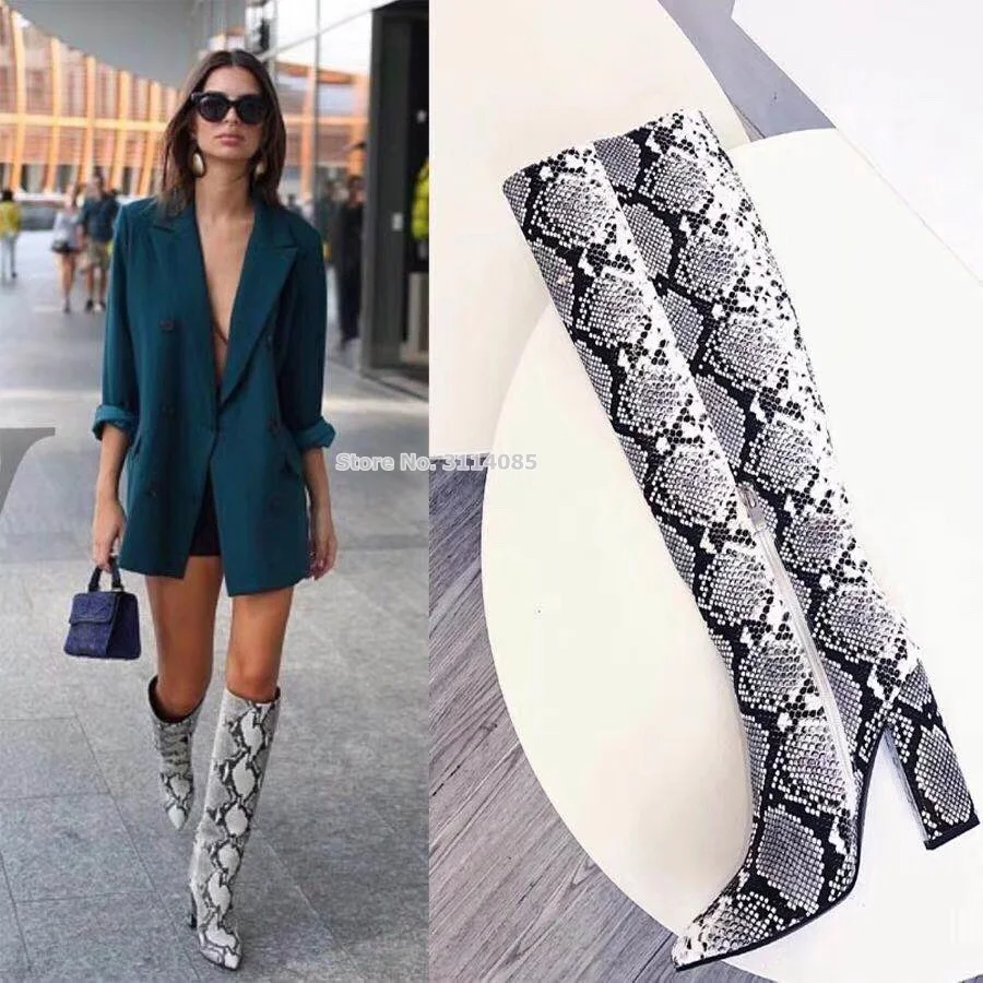 snakeskin boots knee high