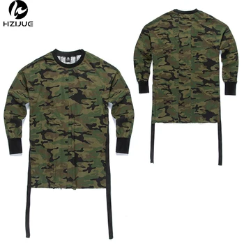 

HZIJUE oversized Long sleeve Quality Fashion Men Top t shirt kanye west camo camouflage Hip Hop Swag skate brand Clothing tyga