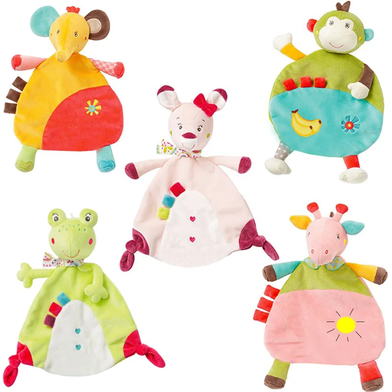 

5style Baby Soft Towel Donkey Rabbit Frog Monkey Elephant Comfort Appease Plush Rattles Toy for Newborn Gift