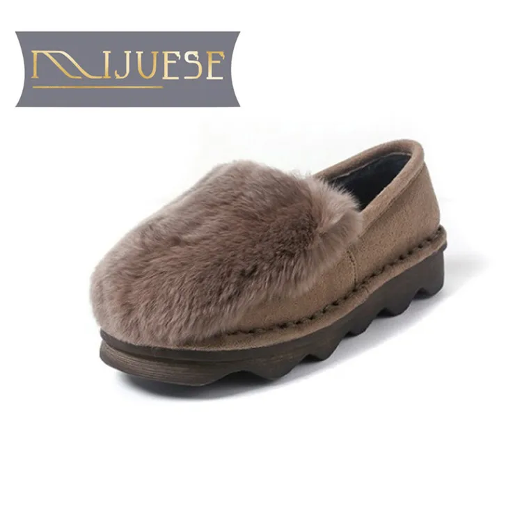 Fourrure Kaki black Rond Chaussures Appartements Bout 2018 Femmes Mljuese Cheveux Couleur Khaki Kid Lapin Confortable Suede Printemps hrsQtdxC