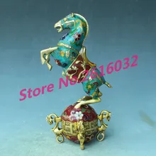 Античная бронза Qianlong Cloisonne лошадь на удачу езда Fengyun фэн шуй украшения