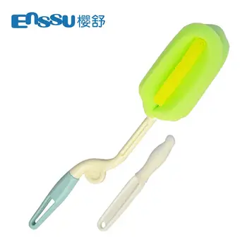 

Enssu Rotary Sponge Nylon Bristle Baby Bottle Brush Nipple Cleaning Brush Set