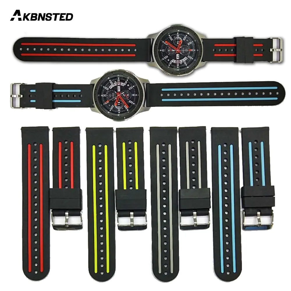 AKBNSTED 20 мм 22 сменный силиконовый ремешок для Samsung Galaxy Active Watch 42 46 Amazfit Bip Pace