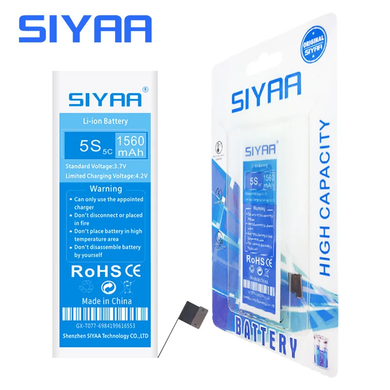 Оригинальный аккумулятор для телефона SIYAA iPhone 5S 5GS 5C сменные батареи большой