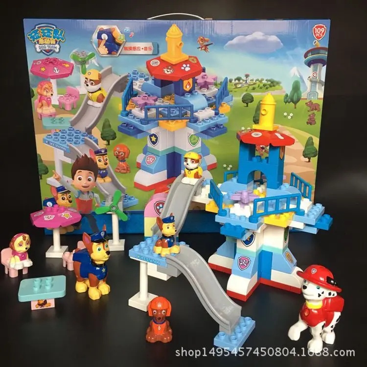 Comprar Patrulla de patas perro cachorro patrulla de juguete equipo de patrulla de perros de partículas grandes ensamblado bloques de construcción de juguete de Casa de juegos para niños