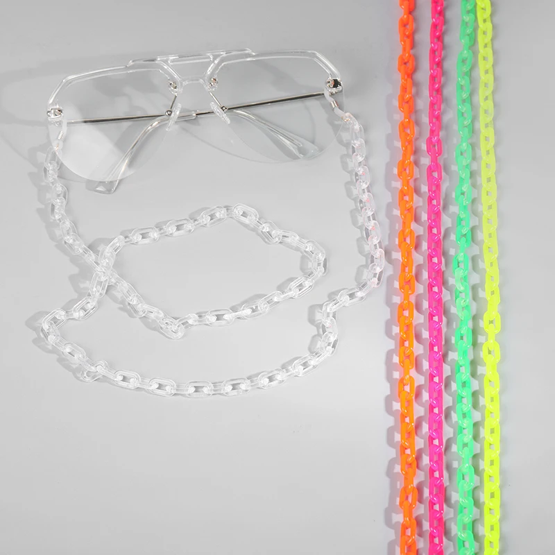 Дизайн, прозрачные солнцезащитные очки, акриловая цепочка для женщин, шнурок для очков, ремешок, ожерелье, очки для чтения, 7 цветов