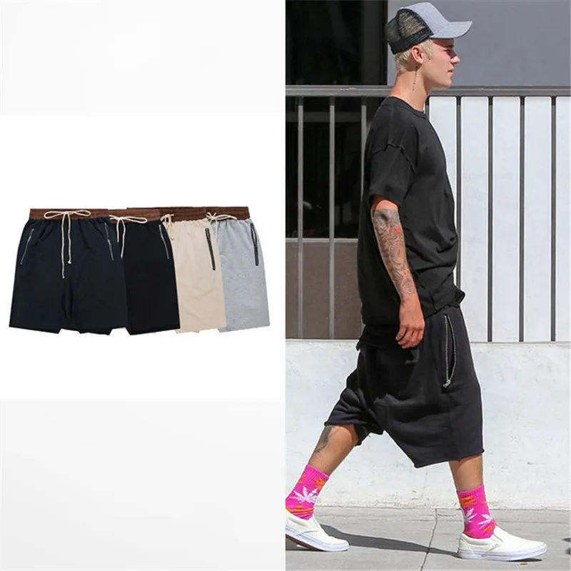 streetwear hip hop dance clothes stage for men black grey khaki navy short mens stretch cotton