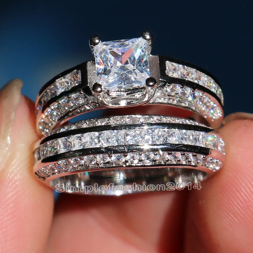 luxury jewelry sz 5 10 10kt white gold filled 5a cubic zirconia wedding engagement rings set for women men - Platinum Wedding Ring Sets luxury jewelry sz 5 10 10kt white gold filled 5a cubic zirconia wedding engagement rings set for women men - Platinum Wedding Ring Sets