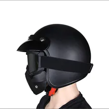 Moto Casco vintage Mezza Viso Casco Retro Tedesco Chopper Cruiser Nero Opaco caschi cascos para harley DOT Approvel