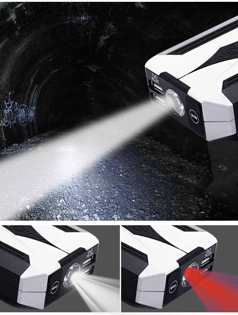 11000mAh USB Car Jump Starter Power Bank Car Booster Car Battery Jump Starter Vehicle Mobile Charger Emergency Booster