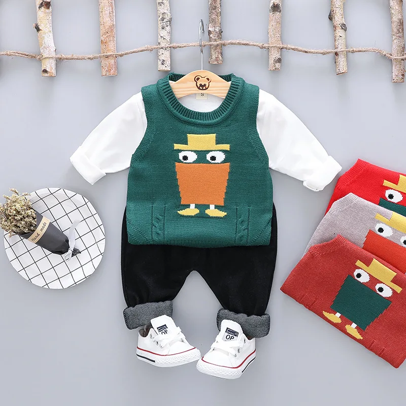 

New Spring 3PCS Boys Clothing set Cotton Baby Clothes Autumn Casual Cartoon Outfits Infant Sportwear Kids Suit Costume