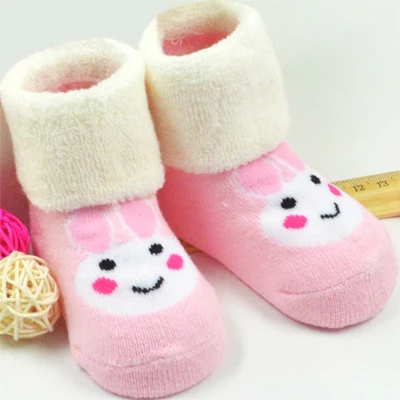 3 пара/лот, нескользящие носки для новорожденных, милые Носки с рисунком медведя для мальчиков и девочек, хлопок, подходят для детей 3 мес.-3 лет - Цвет: Pink