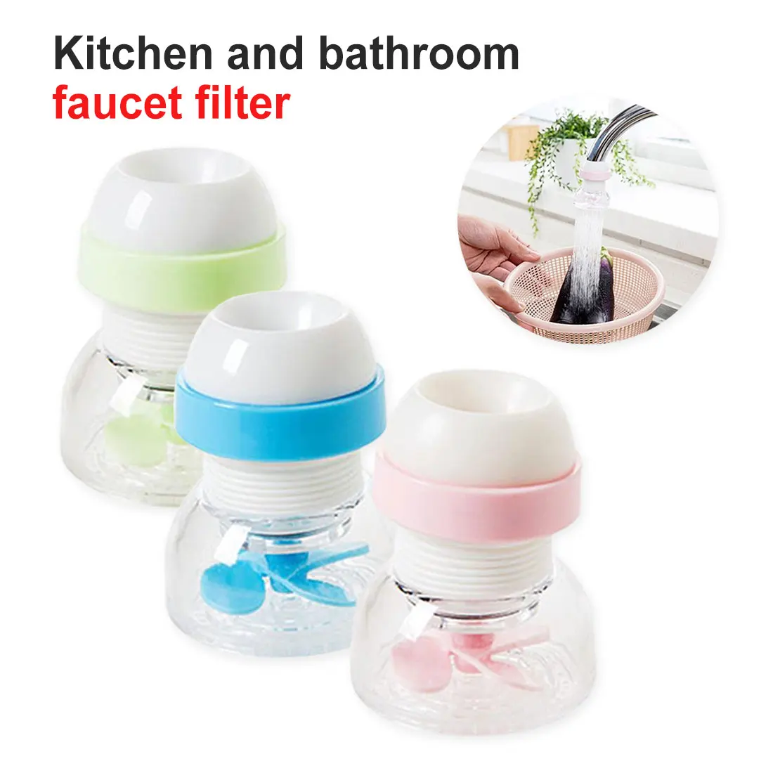 360 Degree Rotatable Bubbler Swivel Head Home Decor Water Faucet Filter Water Saving Faucet Aerator Nozzle Tap Adapter Device