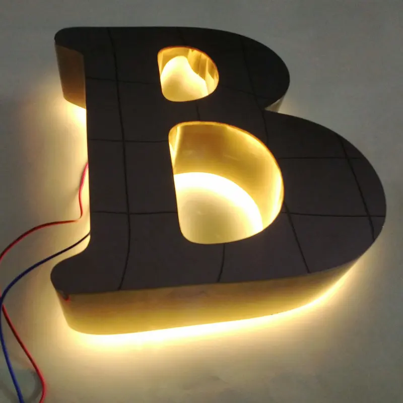

yangyu Outdoor gold stainless steel backlit 3d led sign letters