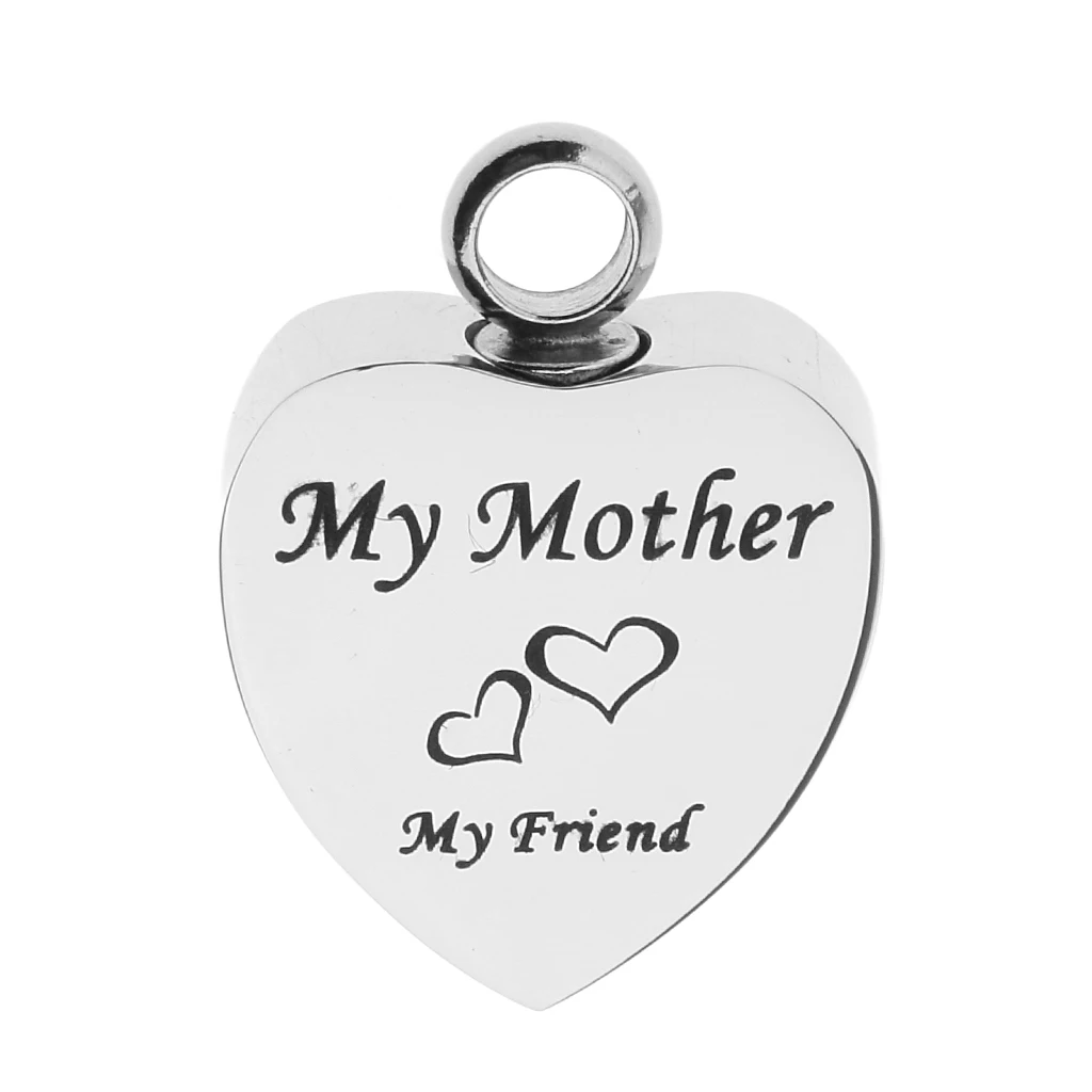 Stainless Steel Cremation My Friend Heart Urn Pendant Keepsake Memorial Charms Jewelry Fit Pendant