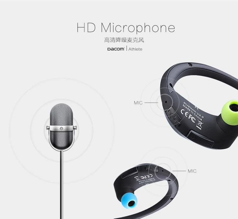 Dacom Athlete Bluetooth 4,1 Гарнитура беспроводные наушники спортивные стерео наушники с микрофоном для iphone для huawei для xiaomi