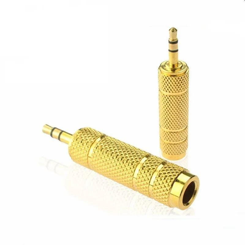 50pcs Audio Adapter 6 5mm Female to Male Jack 3 5mm Headphone Speaker Electric Guitar Connector Microphone Plug Gold Plating
