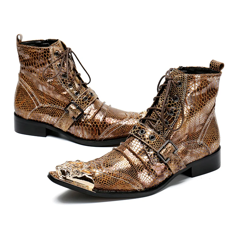 Martin Botines Cuero Hecho Señaló Mano Zapatos Hombre Cocodrilo Sl111 Hombres De Lujo 01 Tamaño 02 Más Motocicleta Auténtico A Vaquero PxZan