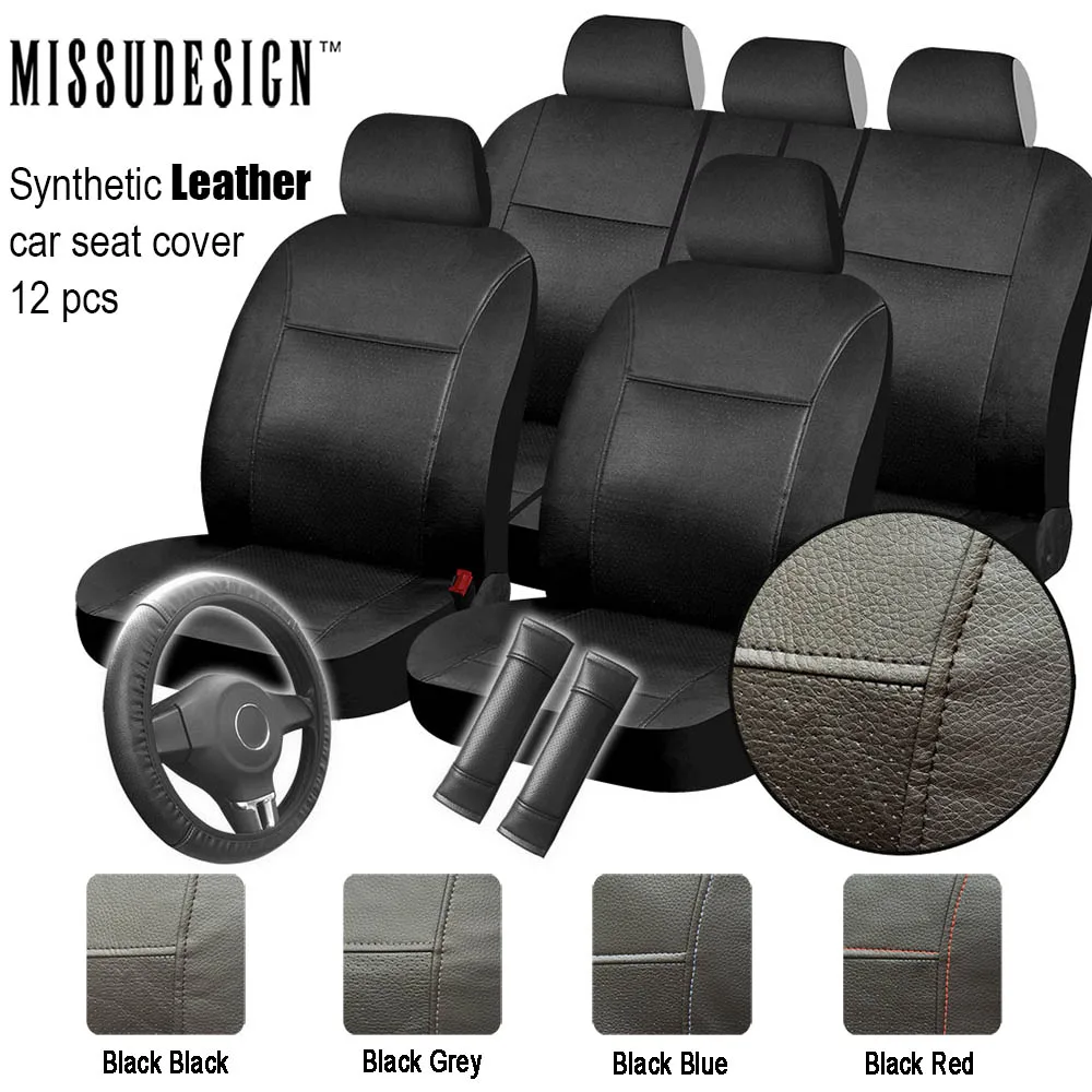 

Synthetic Leather Universal Full set Car Cover Interior Accessories or Tyre Track Embossed Auto Protector Car Seat Cover