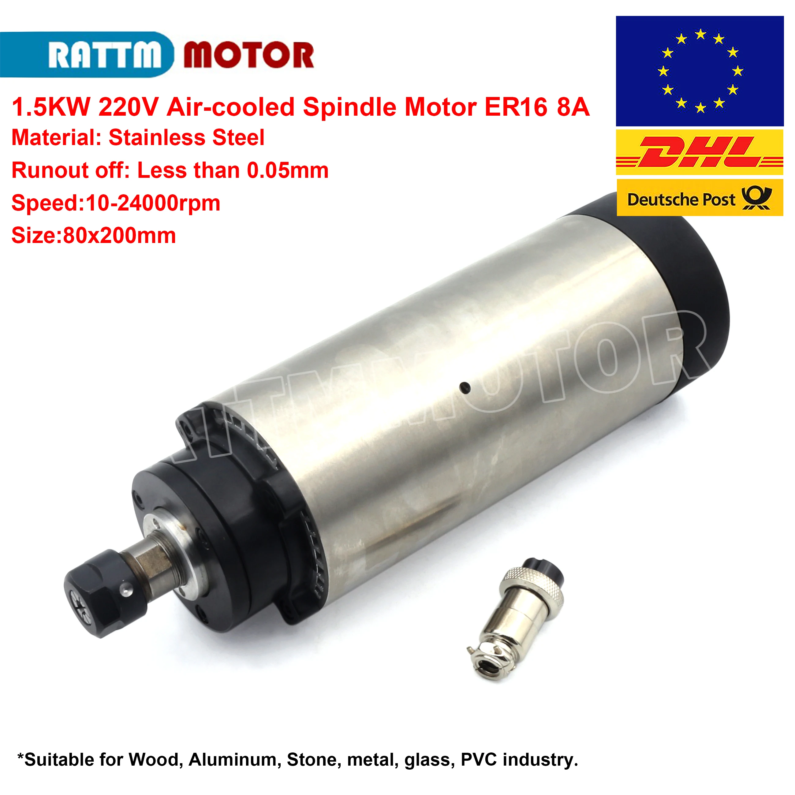 Европейские размеры Бесплатная 1.5KW 220V ER16 НДС с воздушным охлаждением ЧПУ