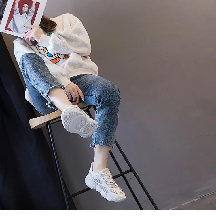 Обувь Для женщин Коренастый кроссовки на платформе Женская обувь Весна chaussures femme из натуральной кожи обувь Лоскутная обувь