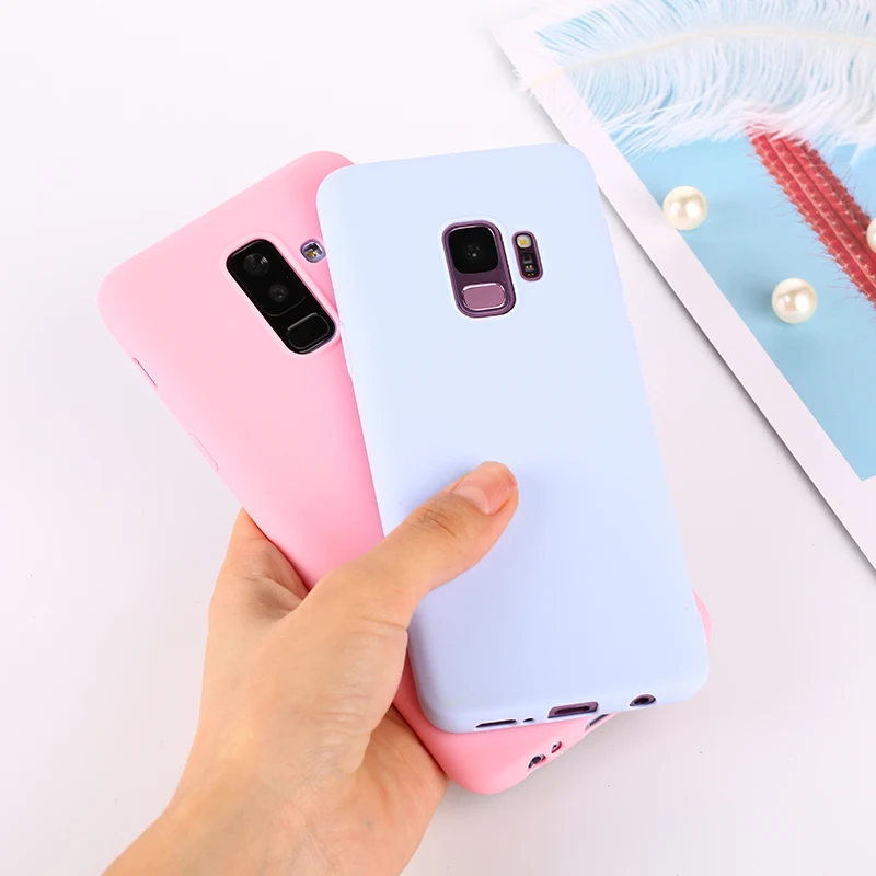 Чехлы для Samsung Galaxy A7 J4 J6 плюс J8 A6 A8 S9 S8 Plus Note 9 8 A3 A5 A7 J3 J5 J7 S7 мягкая Macaron Цвет крышка