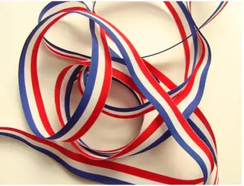 

50 Yards 5/8" (16mm) of double face red white and dark blue stripe colour Wedding Craft grosgrain ribbon