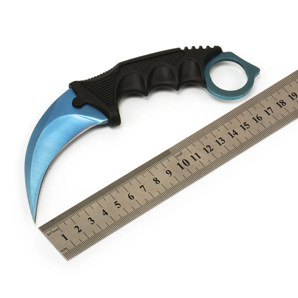 Нож Karambit CS GO, контр страйк, hawkbill, тактический коготь, karambit, нож для шеи, боевой бой, лагерь, для самообороны, для походов - Цвет: blue