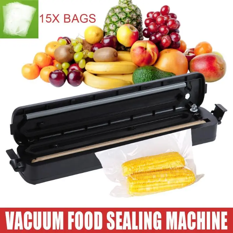 

220V Kitchen Refrigerator Food Sealer Storage Saver Pump Kitchen Heat Package Sealing Machine 15x Plastic Bag Packing Tools