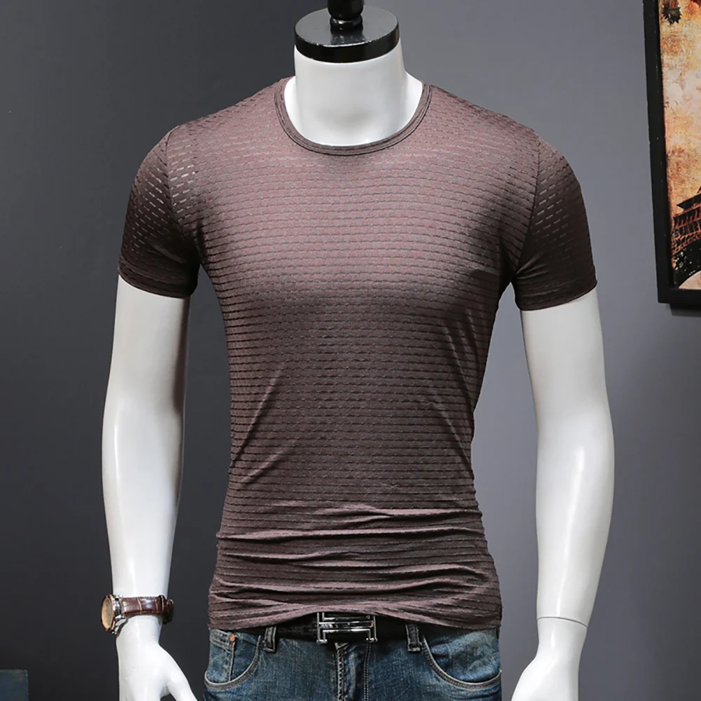 

Men's Brands Clothes 2019 Mercerized Cotton Mesh T-Shirt Summer tshirt slim Hollow Quick-drying Jerseys Fitness Top Shirt Homme