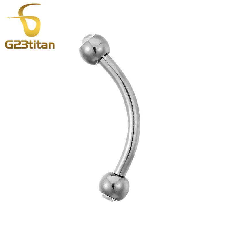 Титановые микро кольца для бровей G23titan G23 Bananabell с кристаллами изогнутые штанги