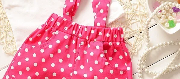 BibiCola/летние комплекты одежды для маленьких девочек шифоновая футболка для маленьких девочек+ шорты в горошек, комплект детской спортивной одежды