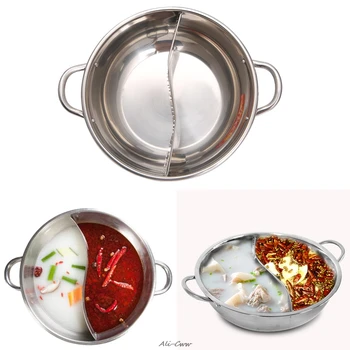 

29cm Twin Divided Hot Pot Stainless Steel Cooker Home Cookware Soup Cooking Tool Kitchen Supplies High Quality