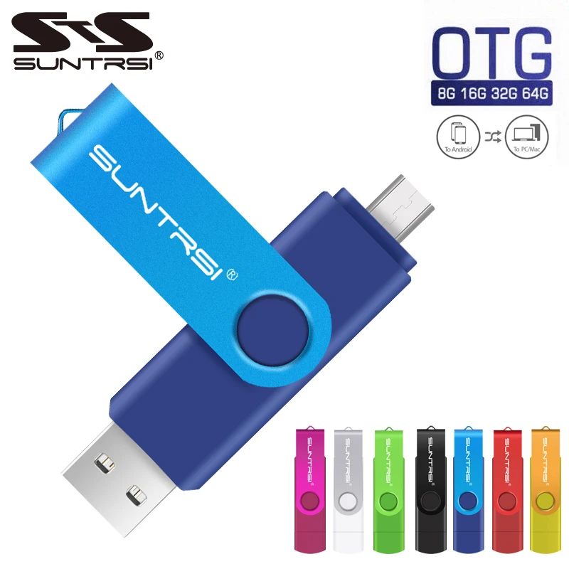 Suntrsi OTG USB флеш-накопитель поворотный флеш-накопитель USB палка для Android смартфонов флеш-накопитель индивидуального производства логотип USB палка