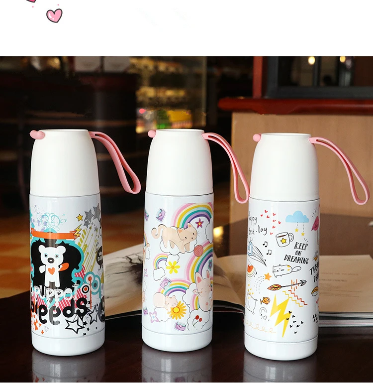 Креативная Термокружка с изоляцией, милая Студенческая Корейская версия, портативная чашка для воды, мультяшная ручная чашка для девочек