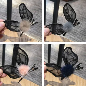 

1 PCS Lovely Rabbit Lace Ear Hair Ball Baby Hair Pins Kids Hair Clips Princess Barrette Children Headwear Girls Hair Accessories