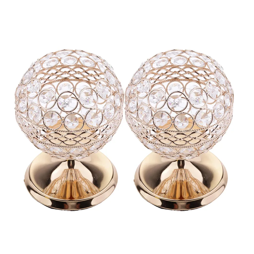 4pcs Crystal Hollow Votive Tealight Globe Pillar Candle Holders Candlestick Coffee Table Christmas Wedding Decor Crafts