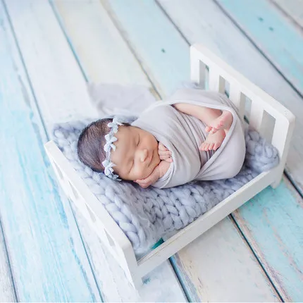 Реквизит для фотосъемки новорожденных деревянная кровать новорожденный позирующий детский реквизит для фотосъемки студийный реквизит для детской кроватки реквизит для фотосессии позирующий диван - Цвет: White bed