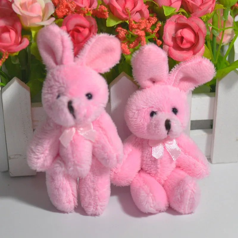 2017 New Lovely Rabbit Plush Toys Joint Rabbits DollsWedding Party Flower Decor DIY Materials 8cm 30pcs (13)