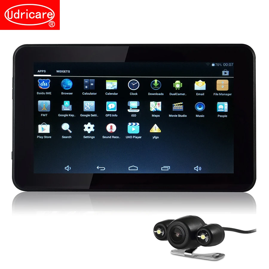 

Udricare 7 inch Android GPS Navigation Car Tablet GPS Navigation Rear View Camera 16GB Allwinner A33 Quad-core WiFi Internet GPS