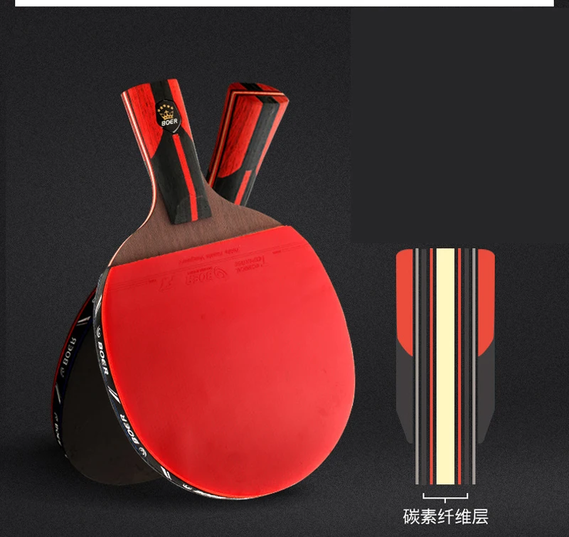 1 قطعة 6-نجوم المهنية الكربون 7 طبقات مضرب ترابيزة تنس مضرب طويلة مقبض قصير بينغ بونغ مضرب الجدف مع حقيبة حمل