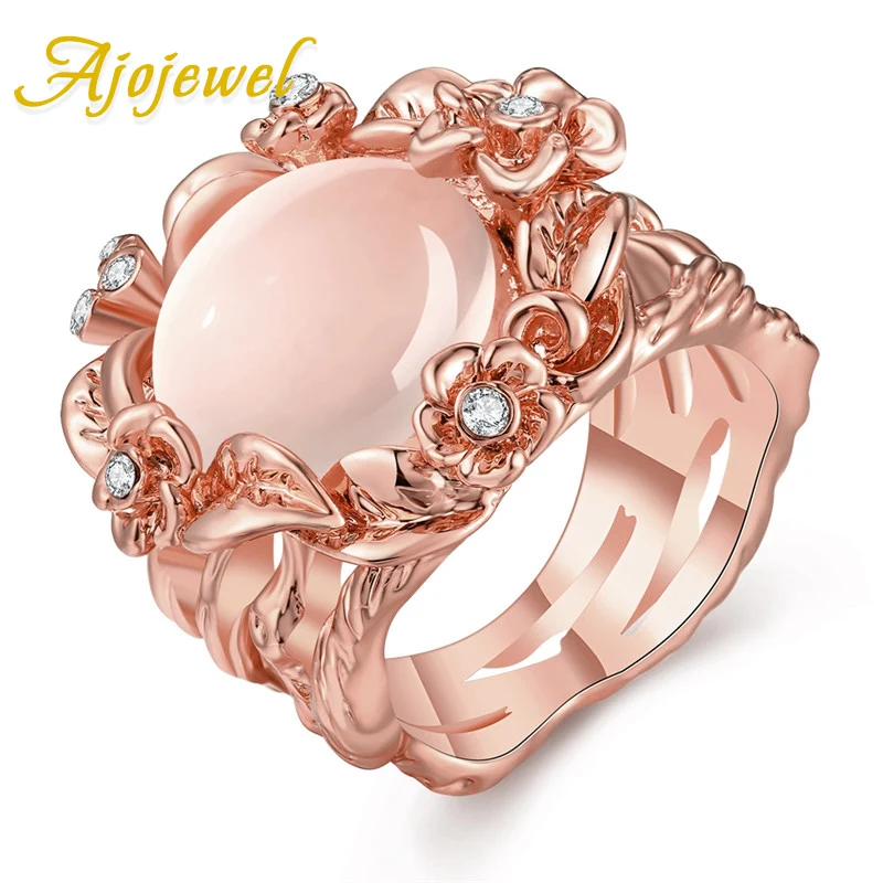 

Ajojewel 2019 New Exquisite Flower Cocktail Rings With Big Stones Opal Jewelry Women Accessories Wholesale
