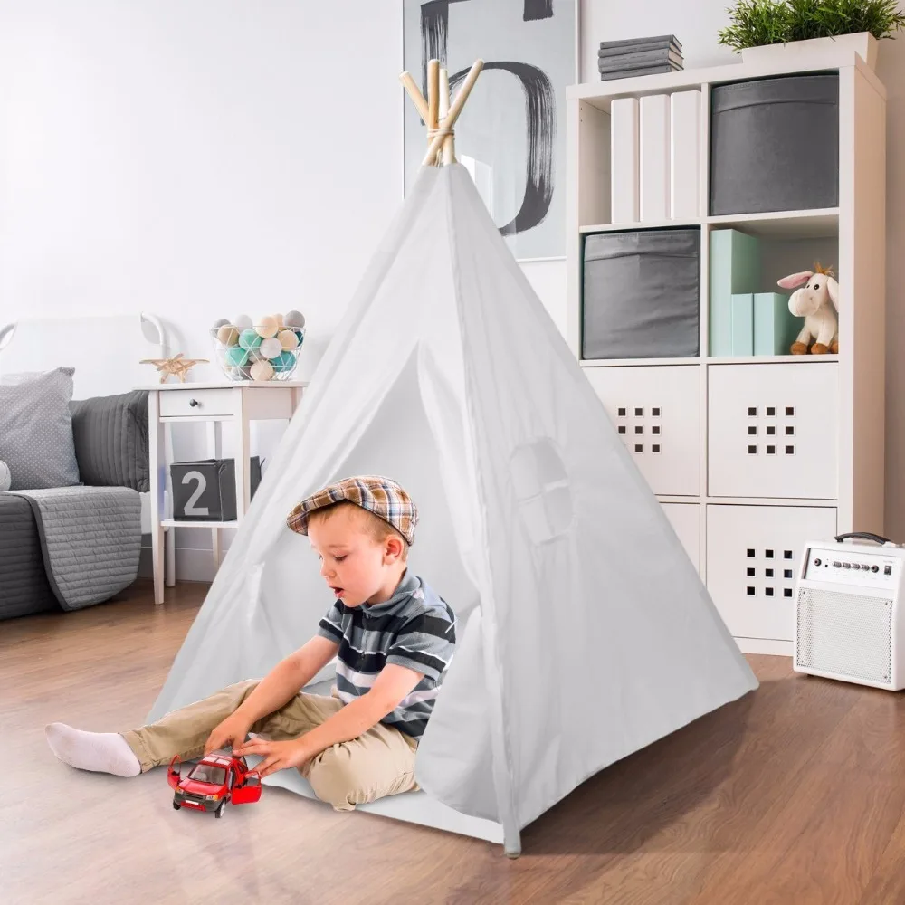 

White Canvas Teepee Kids Play Tent Children Tipi Kids Tipi Tent