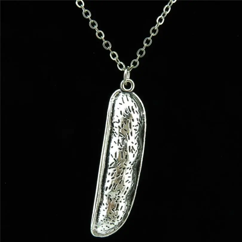 

R2083 Silver Chain Alloy Plant Food Green Ball Pea Pod Chunky Collar Necklace 18"