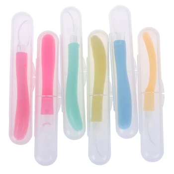 

Safety Silicone Spoon with Box for Baby Infant Child Kids Soft Rice Soup Feeding Spoon Baby Utensils Supplies