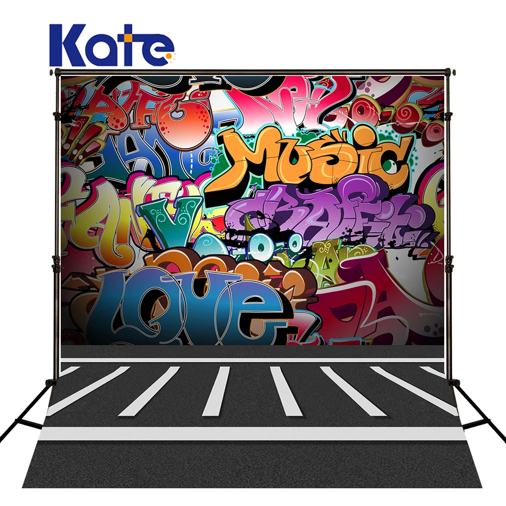 

10x10ft Kate English Words Graffiti Wall Photography Backgrounds Street Backgrounds Photo Studio No Creases Backdrops