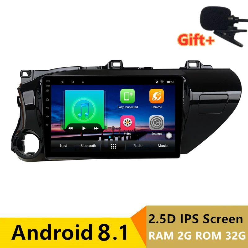 

10" 2+32G 2.5D IPS Android 8.1 Car DVD Multimedia Player GPS For Toyota Hilux 2016 2017 radio stereo navigation