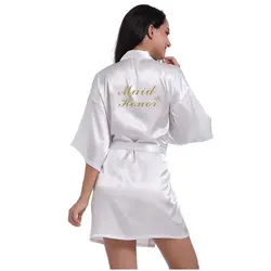 Для женщин спа кимоно халат элегантный леди свадебные халаты Письмо "горничной" повседневное Ночная рубашка пижамы свободные