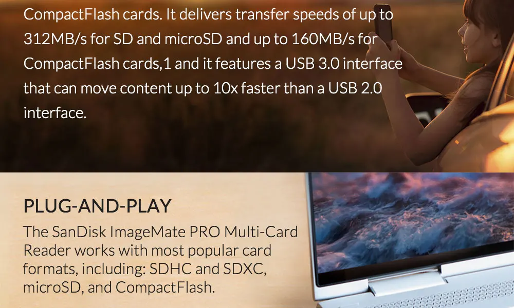 SanDisk считыватель карт памяти Imagemate Pro USB 3,0 многокарточный считыватель для SD SDHC SDXC microSDHC microSDXC UDMA7 CF карта SDDR489