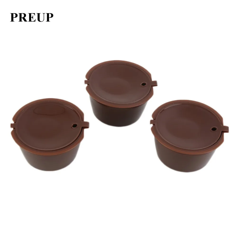 

3Pcs Eco-friendly Brown Reusable Coffee Capsule Plastic Refillable Compatible Coffee Filter Baskets Soft Capsules Taste Sweet